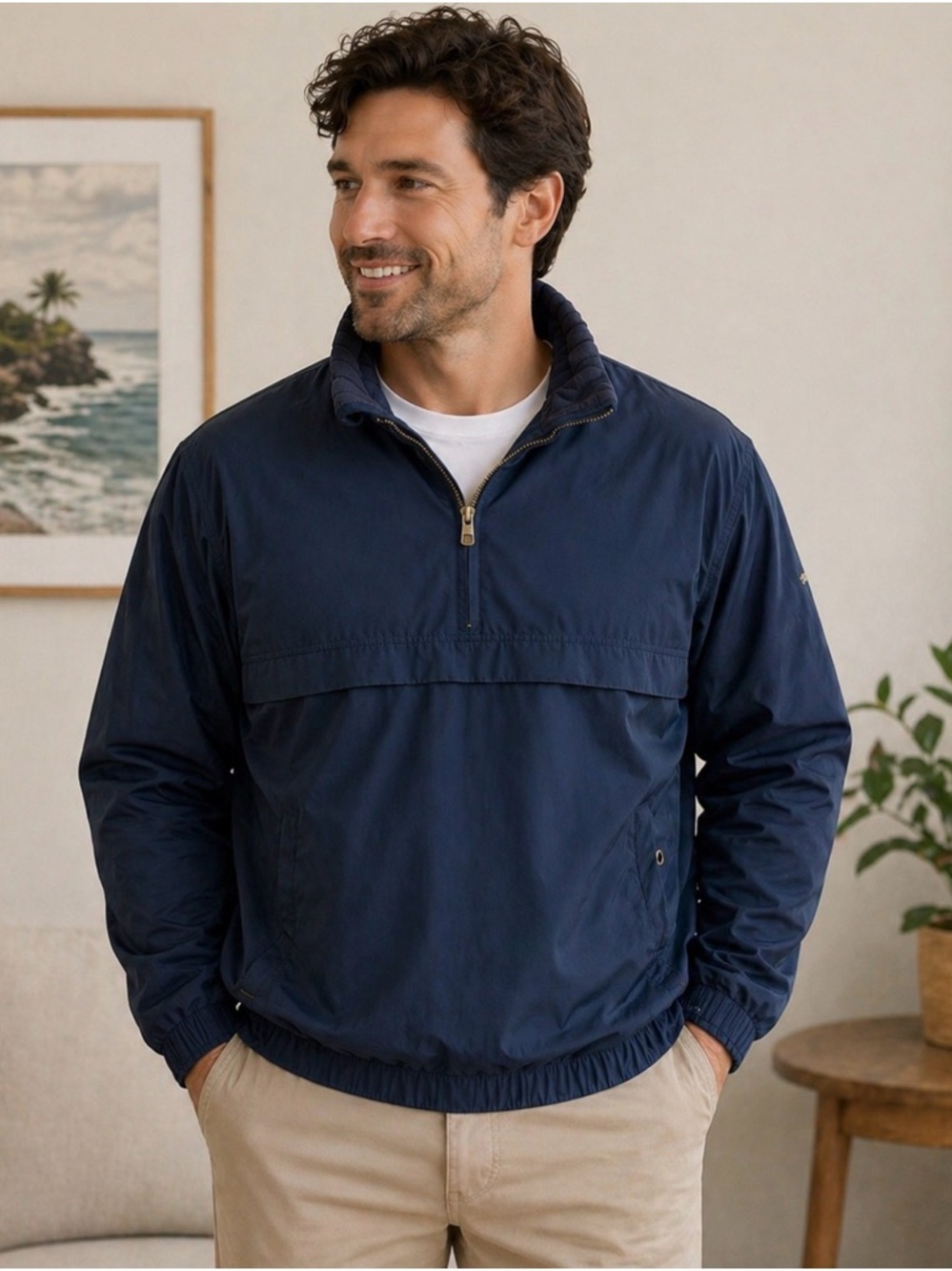 Tommy Bahama Navy Half-Zip Pullover Windbreaker